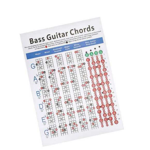 Gráfico de Acordes de Guitarra de Dureza Duradera, Cartel de Acordes de Guitarra de Diseño de Pegatinas de Pared, Para Accesorios de Instrumentos Musicales en el Hogar,