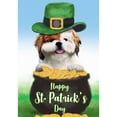 thumbnail image 2 of America Forever Happy St Patricks Day House Flag Dogs Pot of Gold 28 x 40 Inch Leprechaun Luck of the Irish Double Sided Outdoor Yard Cute Lucky Pup Clover Shamrock St Patricks Day Decorations, 2 of 5