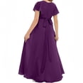 thumbnail image 2 of Chiffon Junior Bridesmaid Dress for Girls V-Neck Flower Girl Dress Formal Dresses -Grape-6Y, 2 of 9