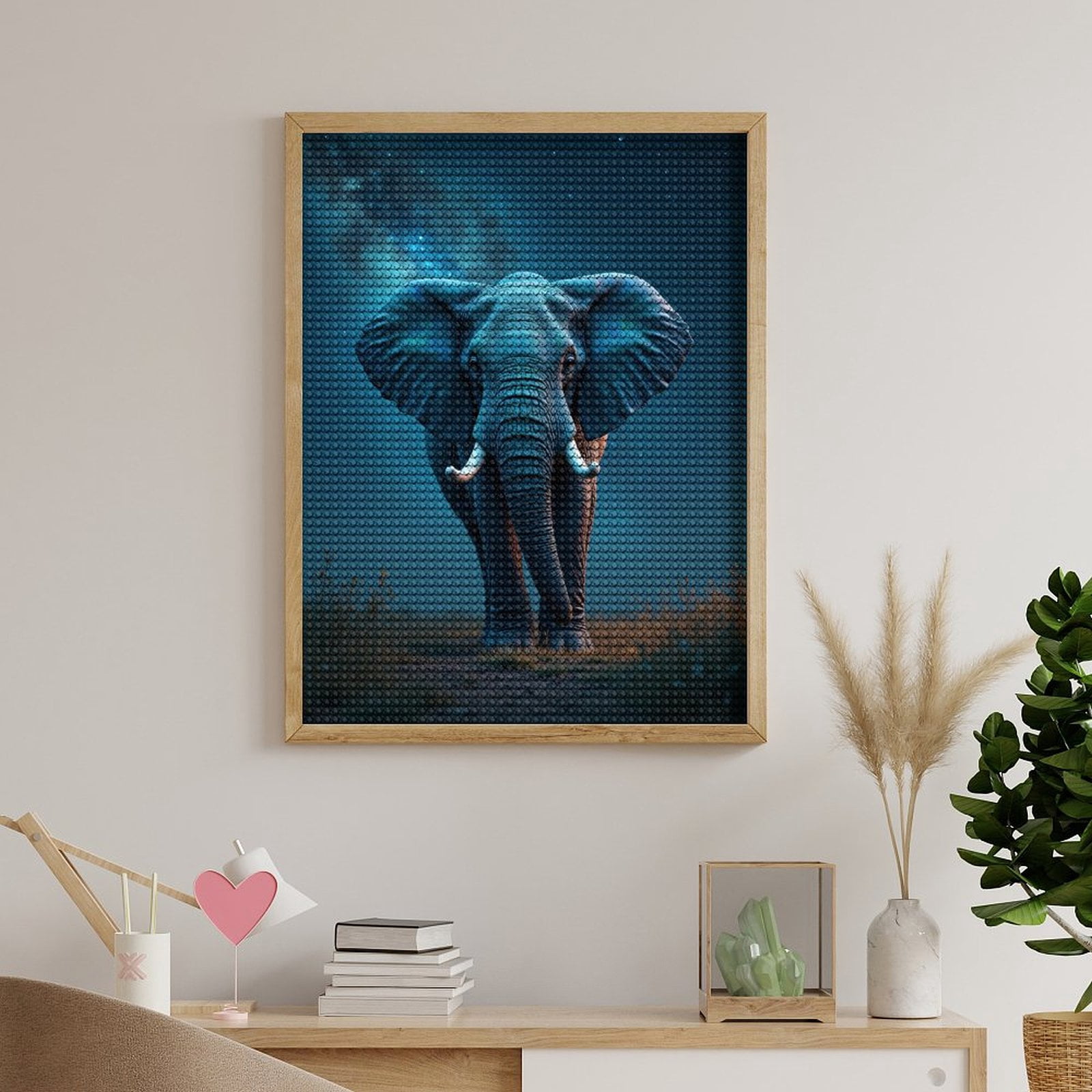 Diamond Art Kits for Adults, Majestic Elephant Under Starry Sky 5D Diamond Painting Kits for Adults Beginners, DIY Full Drill Diamond Painting, Gem Art and Crafts 12x16