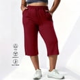 thumbnail image 5 of Hfnxid Plus Size Capris Pant for Womens Loose Fit Elastic Waist Workout Trousers Casual Athletic Cropped Trouser Red XXL, 5 of 10