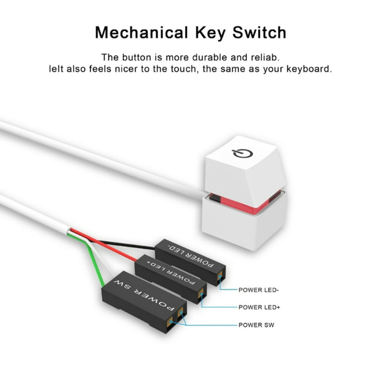 Desktop Computer Pc Power Switch Button Cable External Restart