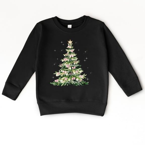 Watercolor Christmas Tree Sparkle - Toddler Graphic Sweatshirt and Youth Graphic Sweatshirt