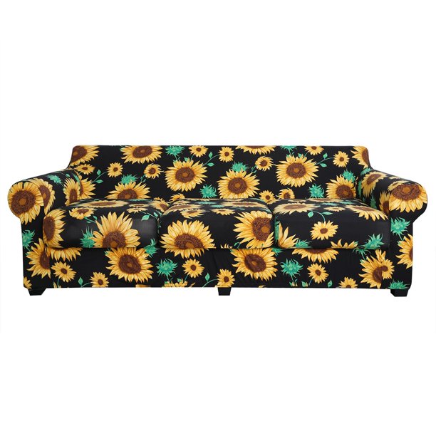 Funda de sofá elástica con estampado Homaxy, fundas de sillón de asiento lavables extraíbles para decoración para sala de estar, funda de cojín de 1/2/3 asientosGirasolFunda Sofá 3 Plazas Deng Xun unisex