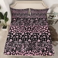 thumbnail image 2 of jejeloiu Chic Cheetah Print Queen Sheet Sets,Abstract Fulid Art Flat Sheet,Pink Black Queen Fitted Sheet For Men Women,Breathable Home Decor,4-Piece, 2 of 7