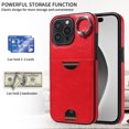 thumbnail image 2 of Case for iPhone 16 Pro Wallet with Credit Card Holder & Finger Ring Kickstand, Premium PU Leather Slim Cover Shockproof Scratch Resistant Full Protection Phone Case for iPhone 16 Pro, Red, 2 of 10