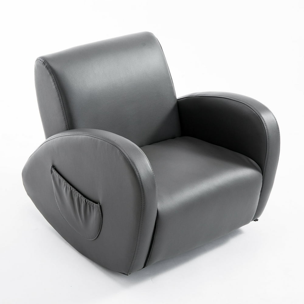 20" Kids Sofa Side Pocket Armchair Rocking Recliner PU Furniture Lazybones Grey