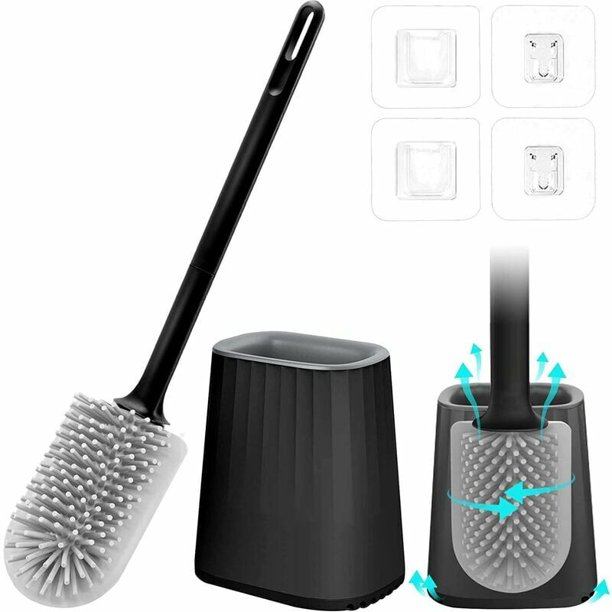 Escobilla de inodoro Escobilla de inodoro, Escobilla de inodoro de silicona, Escobilla de inodoro de pared con soporte de secado rápido, Escobilla de inodoro de silicona y soportes de pared/sue