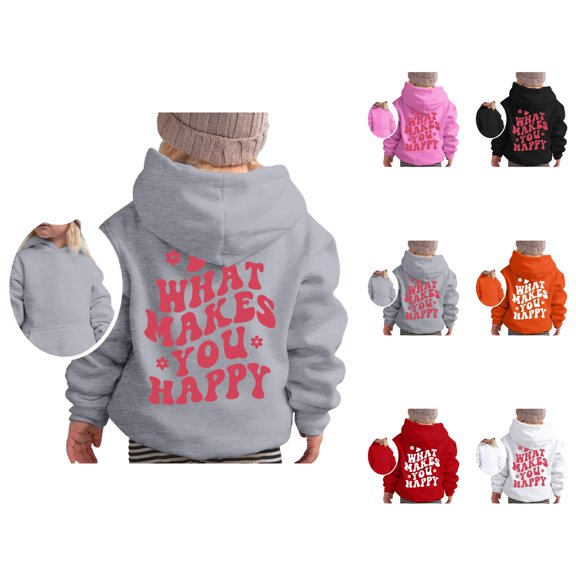 Kids Cute Graphic Hoodie Sweatshirt Long Sleeve Pullover Soft Crewneck Top for Girls Everyday Casual Outfit