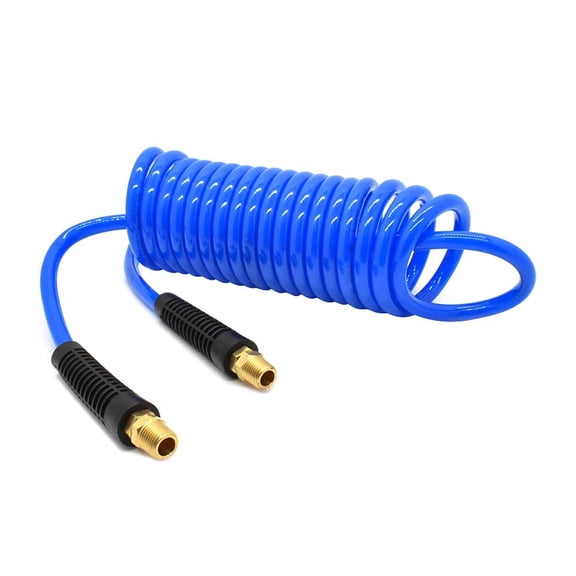 Interstate Pneumatics HR24-010 Translucent Blue Polyurethane Recoil Hose 1/4" x 10 feet Solid Fittings