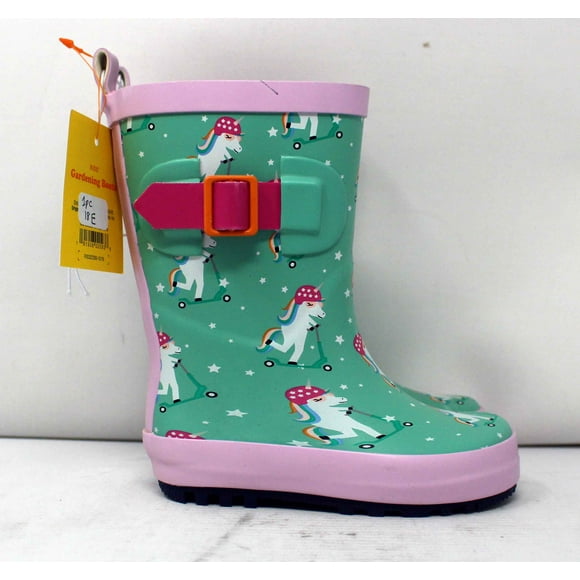 Sun Squad Kids Gardening Boots Small Green Unicorns