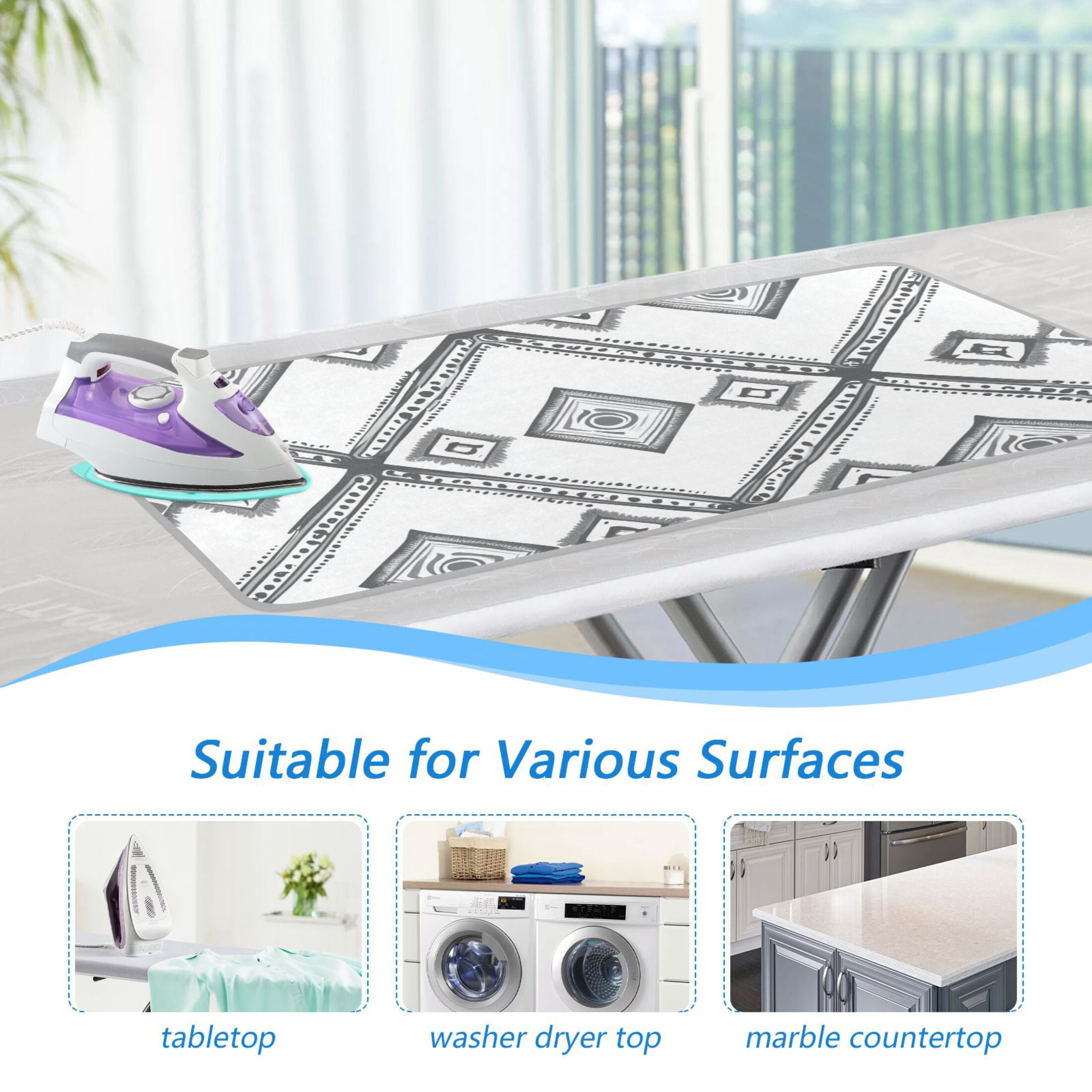Simple Vector Abstract Shapes Ironing Mat Blanket Portable Travel Ironing Pad Heat Resistant Pad 47.2" x 27.6”