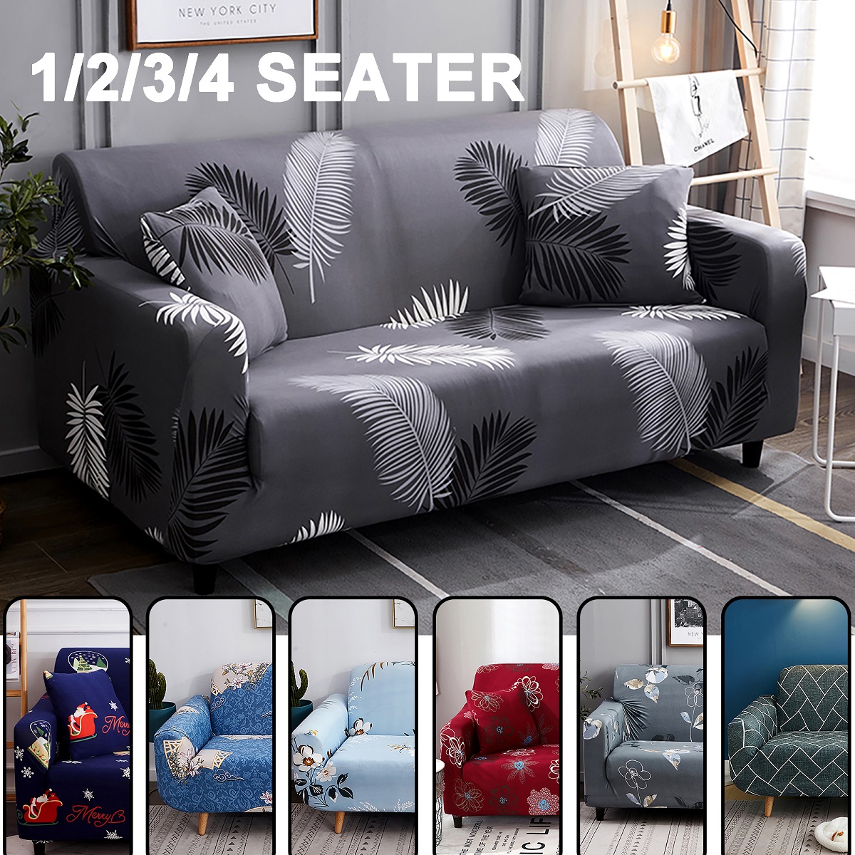 Stretch Fabric Sofa Slipcover 1 2 3 4 seater Sofa Covers , Elastic  Sectional Slipcover Protector Couch for Moving Furniture Living Room 