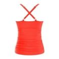 thumbnail image 5 of yueewhu Women's Tankini Top Tummy Control Bathing Suits Sexy V Neck Crossover Swim Top Only (Watermelon Red, M), 5 of 9