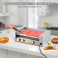 thumbnail image 3 of Whizmax Hot Dog Roller Stainless Steel Sausage Grill Cooker Machine with Dual Temp Control Glass Hood Acrylic Cover Bun Warmer Shelf Removable Oil Drip Tray, Hotdog Roller Grill for Commercial Home, 3 of 7
