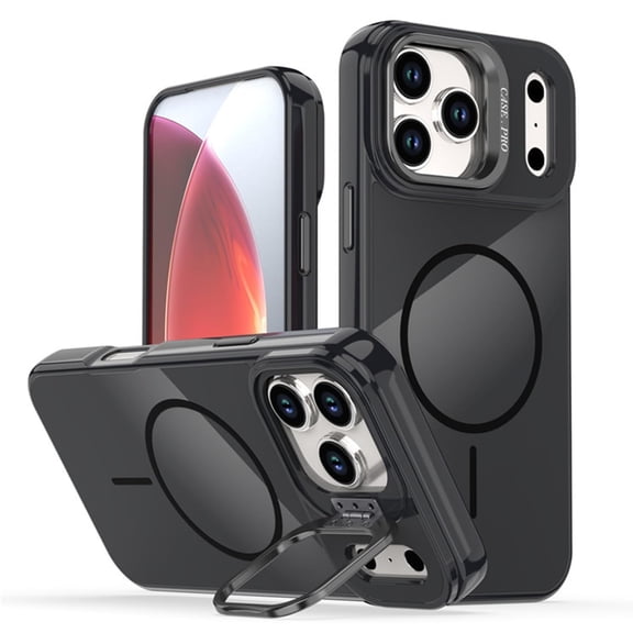 Case For Iphone 17/17 Pro/17 Pro Max/17 Air, Magnetic Slim Frosted Anti-Scratch Case Metal Lens Protection Kickstand Cover