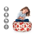 thumbnail image 2 of Christmas Storage Toy Bag Chair, Vibrant Poinsettia Flowers with Galloping Reindeers and Snowflake, Stuffed Animal Organizer Washable Bag, Large Size, Scarlet Ruby Beige, by Ambesonne, 2 of 3