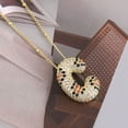 thumbnail image 2 of Z ZACHÉ 14k Gold Plated Leopard Print Balloon Letter Necklace Pavé Cubic Zirconia Hip-Hop Style Bubble Letter Necklace Women's Choker Necklace Jewelry Gift, 2 of 7