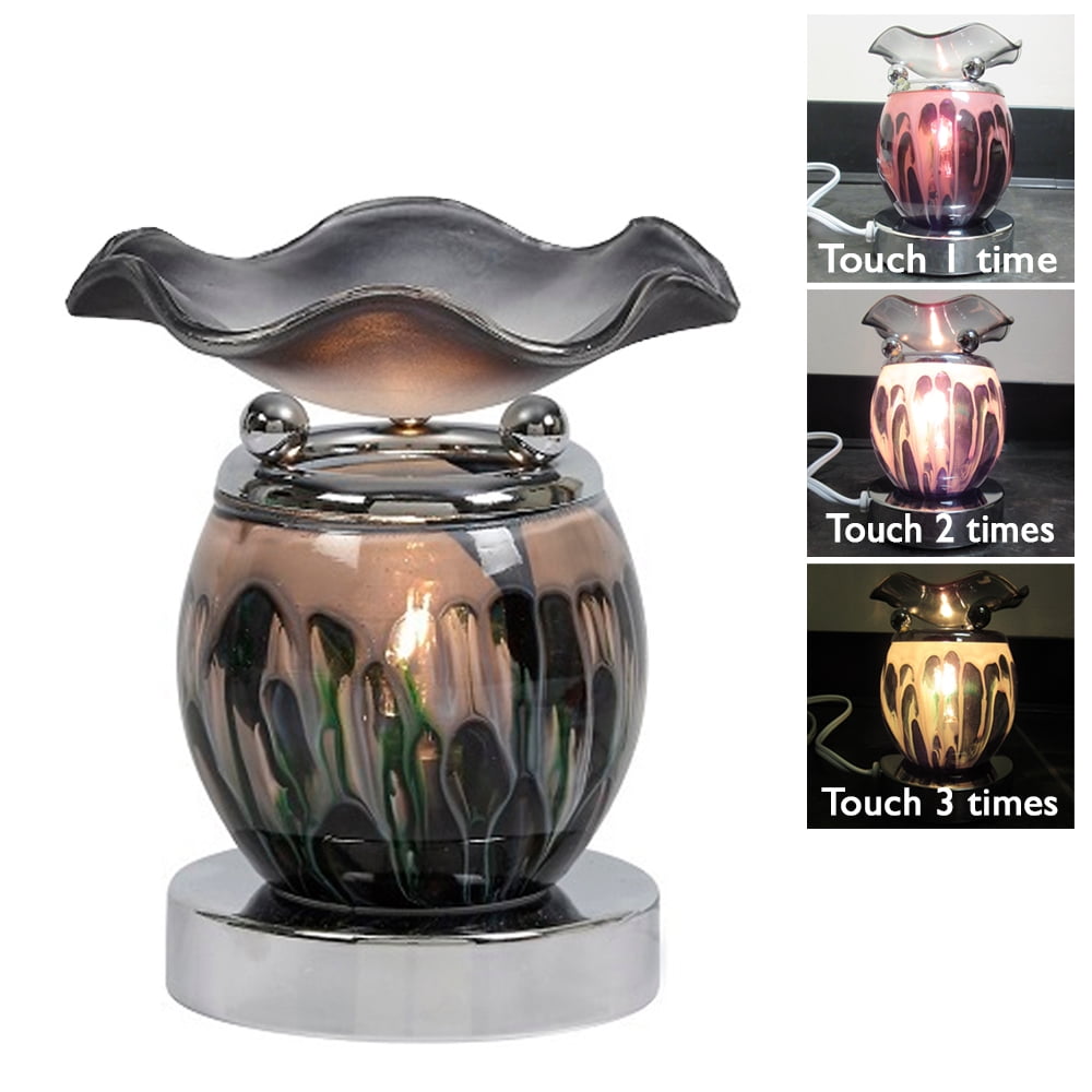 Glass Mirrored Oil Burner Wax Melt Tea Light Holder Oil Granules Free Gift 