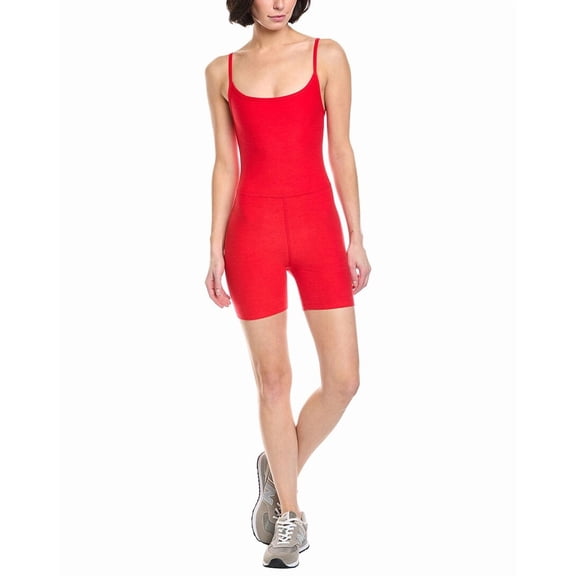Beyond Yoga womens Spacedye Keep Pace 5in Biker Jumpsuit, XXS, Red