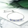 thumbnail image 3 of Gem Stone King 925 Sterling Silver Blue Tanzanite and Lab Grown Diamond Bracelet for Women | 2.72 Cttw | Gemstone December Birthstone | Round 4.5MM, 3 of 3