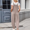 thumbnail image 4 of ClodeEU Women's Sleeveless Adjustable Straps Jumpsuits,Loose Harem Bib Jumpsuits with Pockets Khaki,Womens Plus XL, 4 of 5