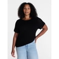 thumbnail image 2 of Time and Tru Women's Textured Crewneck Sweater with Short Sleeves, Lightweight, Sizes XS-XXXL, 2 of 6