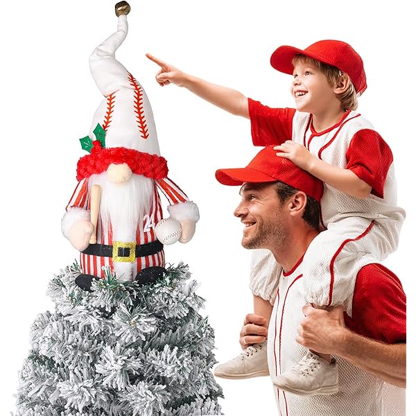 wonima02 Christmas Tree Topper - Gnome Tree Topper, Baseball Themed Christmas Tree Decorations, Christmas Gnome Tree Topper