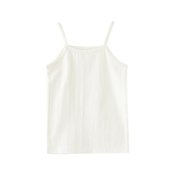 Gibobby blusas de cuello Camiseta sin mangas de baile para niños pequeños y niñas (Blanco, 5-6 Años)