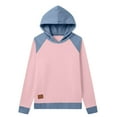 thumbnail image 5 of AnuYalue Denim Long Sleeve Sweatshirt Long Sleeve Hooded Pullover Top Casual Patchwork Soft Lightweight Hoodie Shirt, 5 of 6