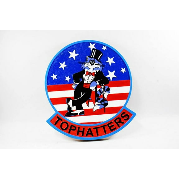 VF-14 Tophatters Tomcat Plaque, 14, Navy, Mahogany