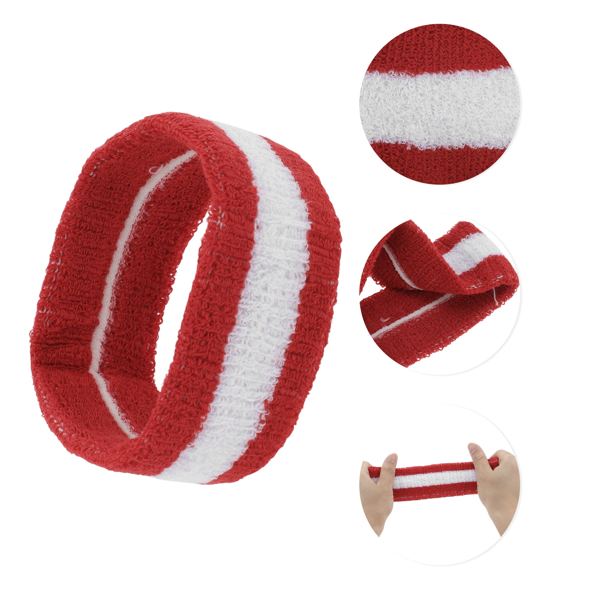 Unique Bargains 3Pcs Headband with Wristband Sweat Headband Red White