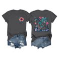 thumbnail image 1 of Mujeres Manga Corta Tops Impreso Cuello Redondo Camiseta Superior, Poliéster Spandex Vintage Humor, 1 of 3