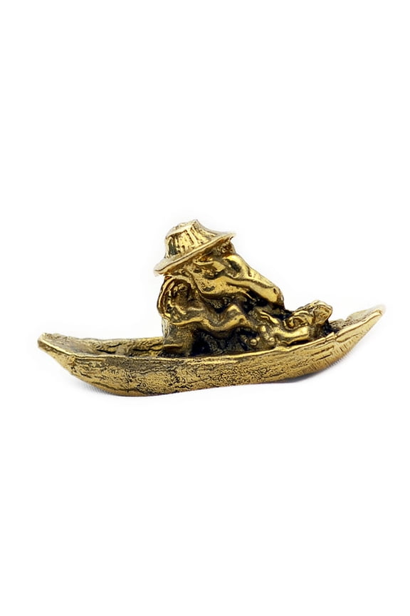 's Ganesh in a boat Bronze Figurine Statue Amulet