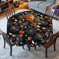 thumbnail image 4 of Halloween Pumpkins Tablecloth Waterproof, Boo Bats Black Table Cloth Round Stain Resistant, Washable Table Cover for Home Kitchen Dining Party Decoration (70 inch), 4 of 6