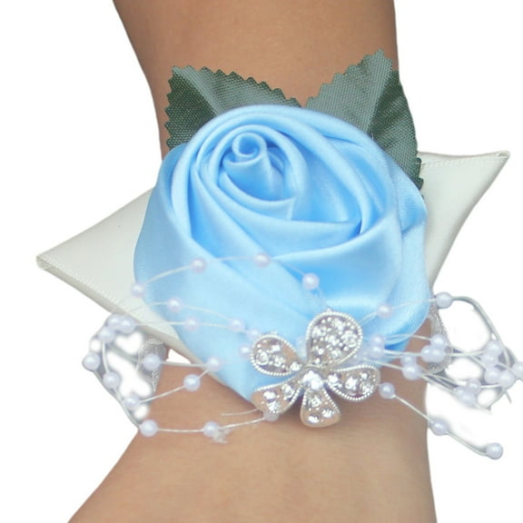 Yokua Handmade Satin Rose Wrist Corsage Wedding Prom Party Bridesmaid Bridal Wrist Flo