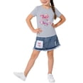 thumbnail image 2 of HAOTAGS Girls Summer Tee Dress,Elastic-Waist Casual Skirt Round - Neck Short - Sleeve Soft Lightweight Playwear Toddler-Kid 2-Piece Outfit Gray 4-5 T, 2 of 6