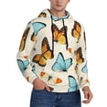 thumbnail image 2 of Kdxio Butterflies Print Mens Casual Hooded Collar Drawstring Hoodies Pullover Sweatshirts Casual Long Sleeve Shirts-XX-Large, 2 of 7