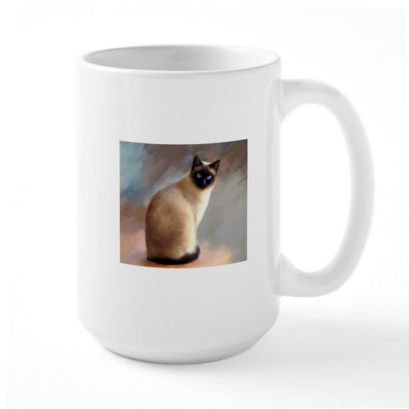 CafePress - Cat 613 Siamese Mugs - 15 oz Ceramic Large White Novelty Mug