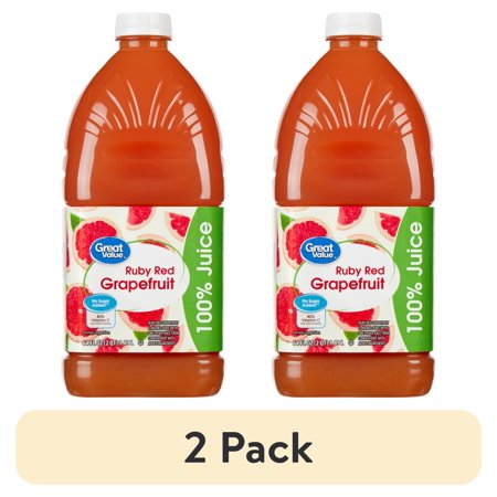 (2 pack) Great Value Ruby Red Grapefruit Juice, 64 fl oz