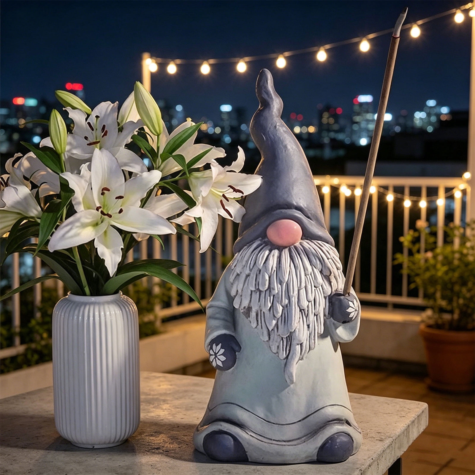 Gandalf Wizard Garden Statue Outdoor Resin Incense Holder for Patio Yard Decor, All-Weather Fantasy Yard Art, Ideal Gift for Nature Lovers