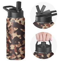 Camouflage Insulated Stainless Steel Water Bottle with Straw & Cleaning Brush – 18/32/40 Oz | Leakproof, BPA-Free, 304 Stainless Steel, Wide Mouth, Travel Mug for Car, Gym, Office