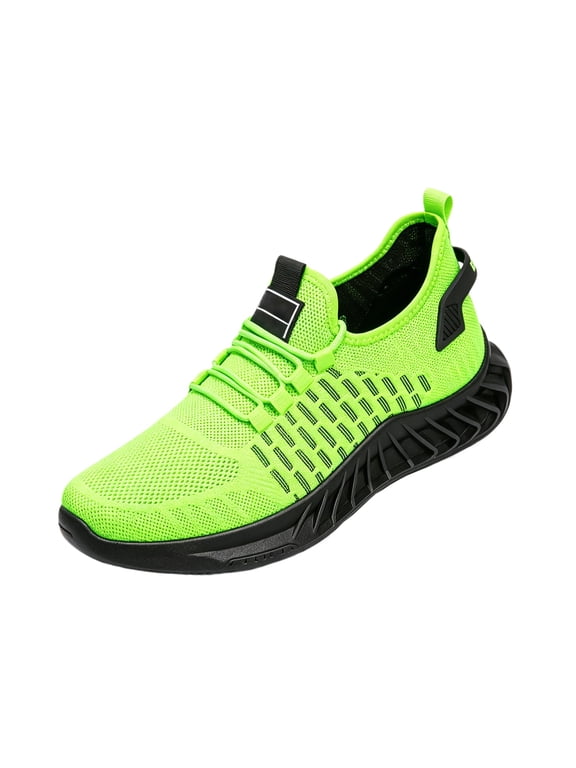 Mens Casual Shoes Slip On Athletic Sneakers, Breathable Hollow Knit Mesh Blade Non Slip Cushioned Running Trainers for Men Daily Walking Gym Outdoor Workout Footwear Green 9.5