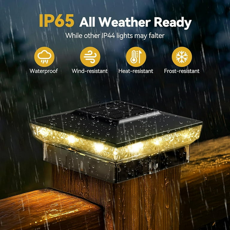 T-SUN Solar Post Cap Lights 6 Pack – Outdoor Waterproof RGB Color Changing