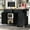 2: Black, variant on Harper & Bright Designs Farmhouse Kitchen Island with Power Outlet, 2 Sliding Barn Door Kitchen Storage Island with Drop Leaf, Rack Rolling Kitchen Cart on Wheels, White