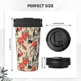 thumbnail image 3 of Picia Roosters And Peonies Flowers Pattern 500ml Carry Insulated Coffee Mug, Stainless Steel Travel Mug with Hidden Handle, Leak-Proof for Car, Office, Home, and Outdoor Use, 3 of 8