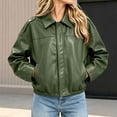 thumbnail image 3 of Iyufng Faux Leather Cropped Jackets for Women Collared Long Sleeve Full Zip Loose Casual Short Outerwear, 3 of 7