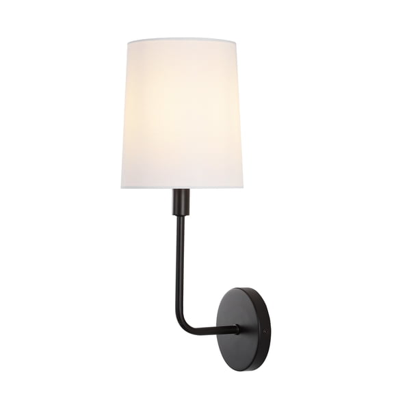 SAFAVIEH Garner B11 Oil Rubbed Bronze Iron Wall Sconce with White Cotton Shade, Set of 2