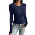 thumbnail image 1 of aidice Hauts de Sortie pour Femmes Col Rond Manches Longues Chemises Ajustées Blouses Confortables, 1 of 6