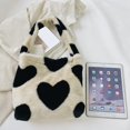 thumbnail image 4 of Bolso de mano de felpa para mujer GSenhui, bolso esponjoso de gran capacidad, bolso de hombro de piel sintética, bolso de compras con hebilla magnética para la universidad, el trabajo, la, 4 of 6